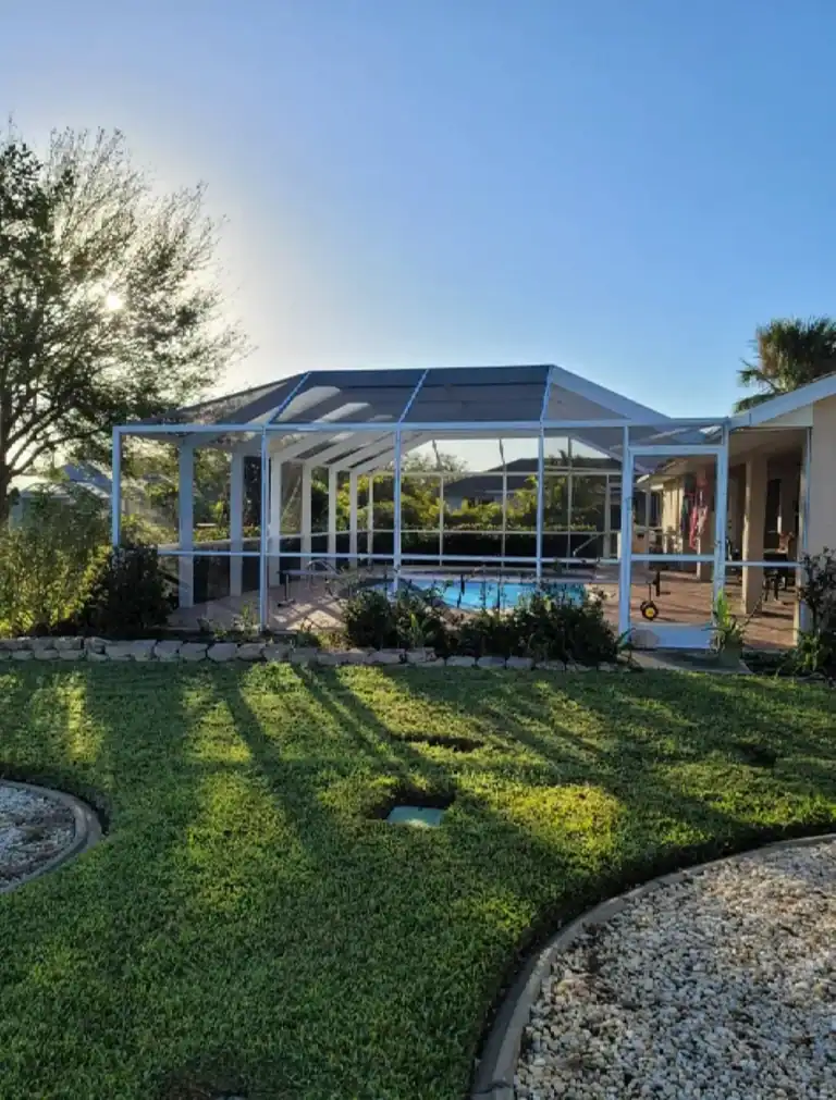 Custom aluminum screen enclosure installed at Orlando home